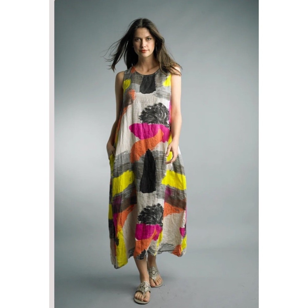 Tempo Paris Multicolor Abstract Print Maxi Dress